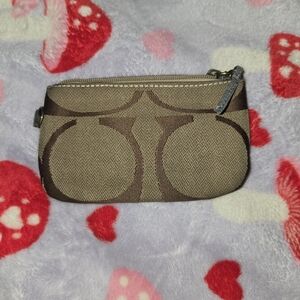 Coach Signature Tan & Black Wallet Wristlet Clutch Missing Wristlet
